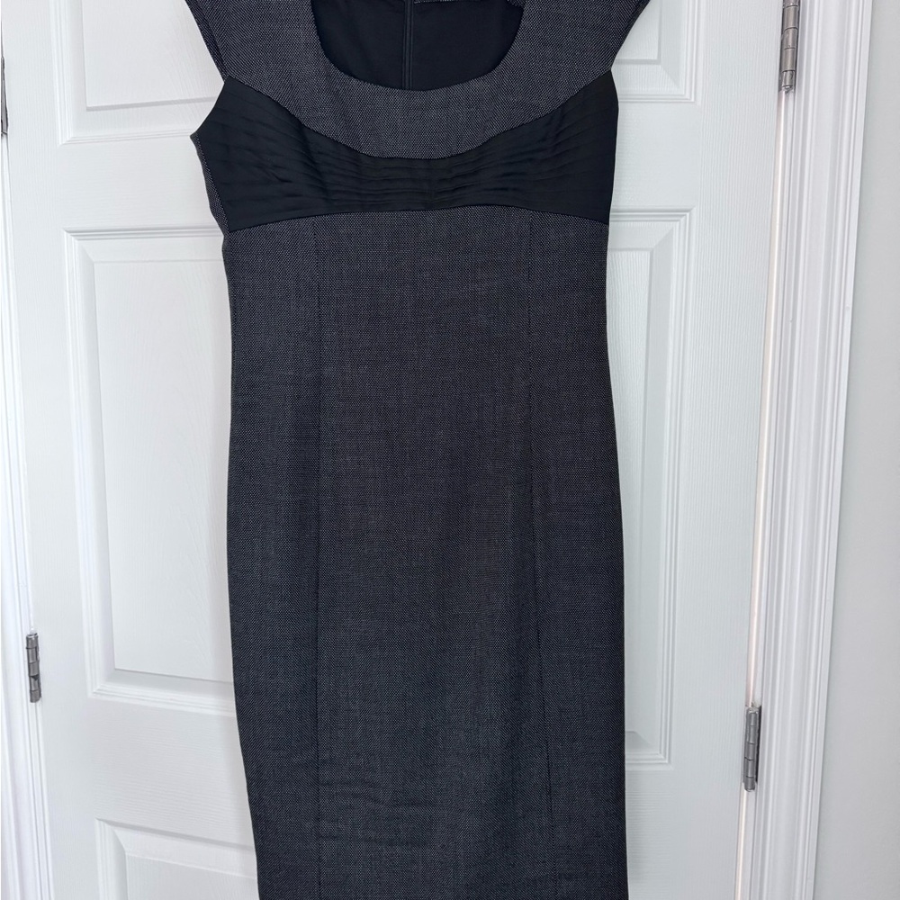 Armani Collezioni Elegant Black and Gray Midi Dress